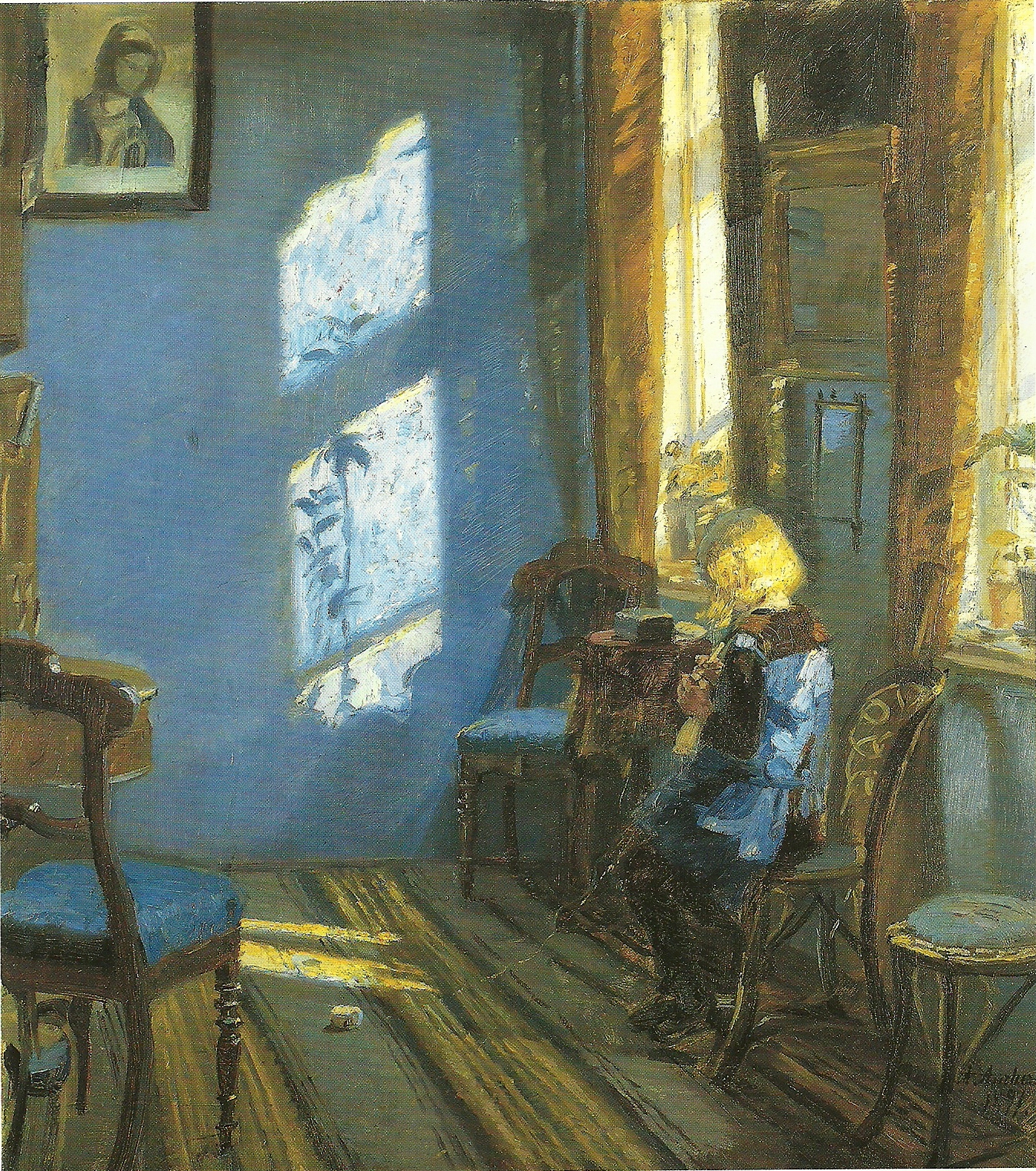 Anna Ancher solskin i den bla stue